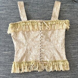Kensie Girl Beige Brocade Ruffle Camisole